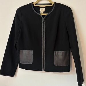 Club Monaco Leather Trim Cropped Jacket
